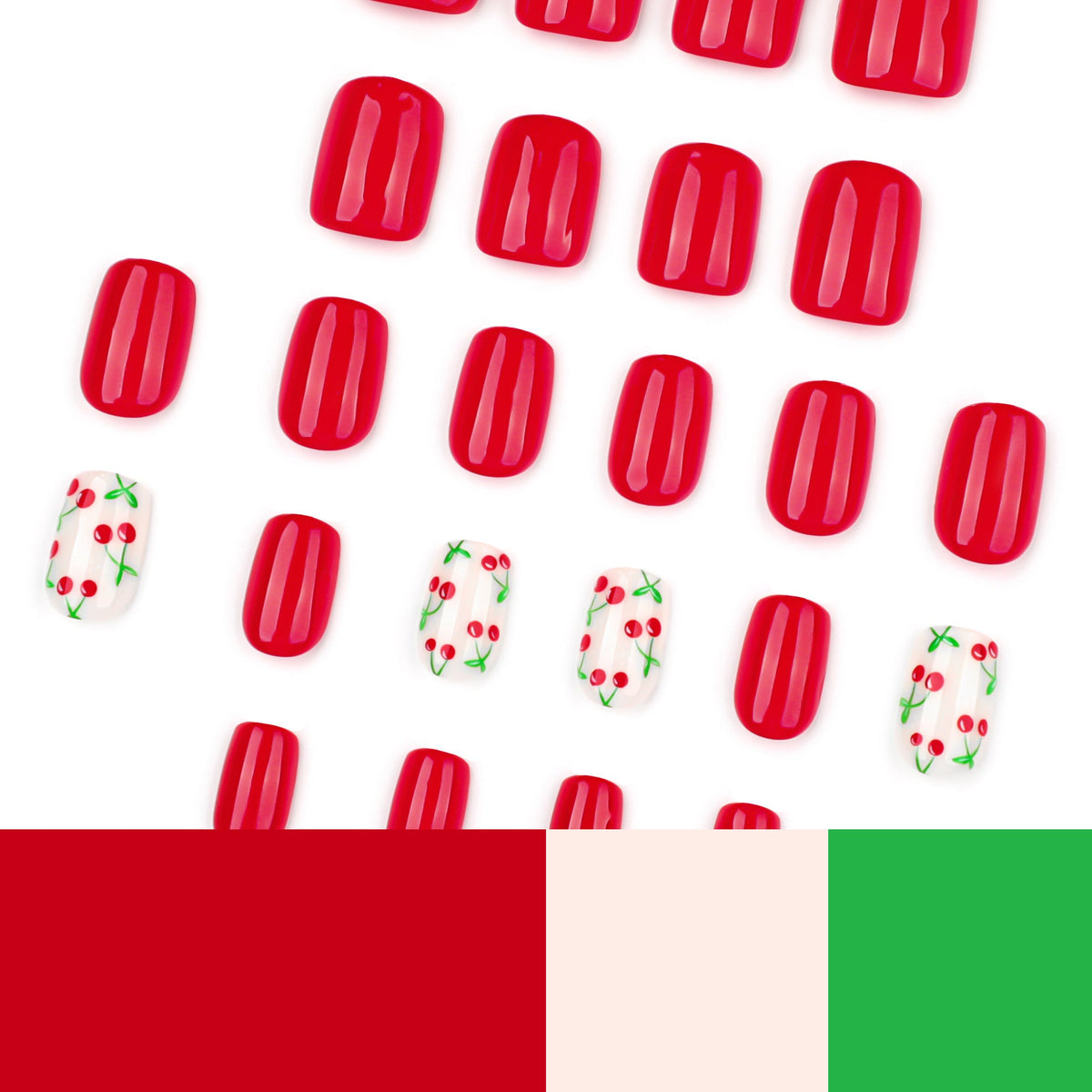 Cherry Pop short square press-on nails