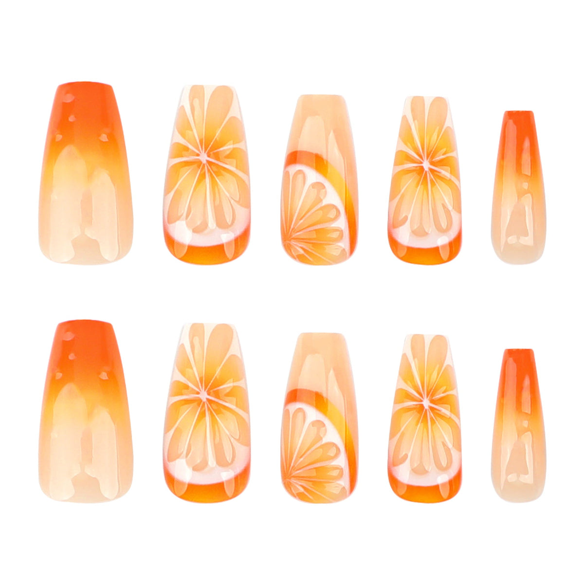 Citrus Bloom 3D orange press-on nails