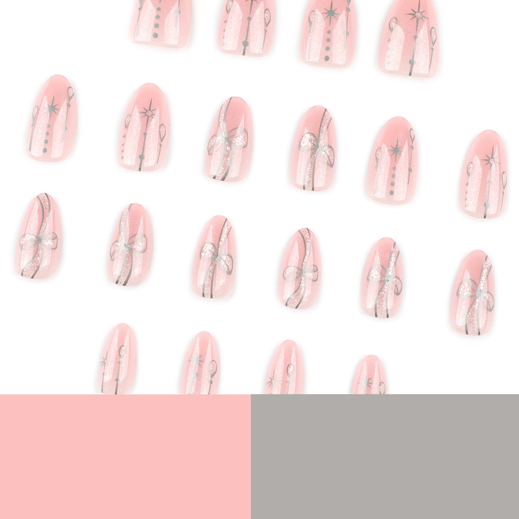Blush Boheme short almond press-on nails