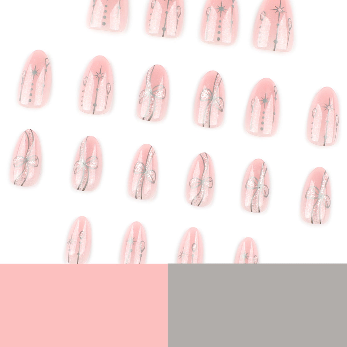 Blush Boheme short almond press-on nails