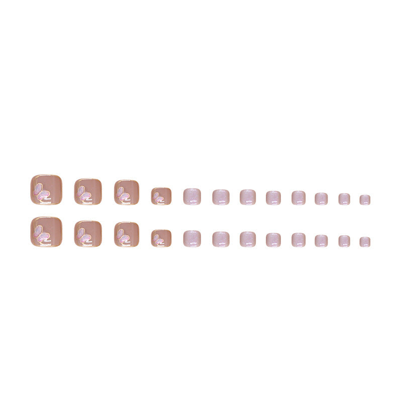 Butterfly Cat Eye 24-piece press-on toenail set
