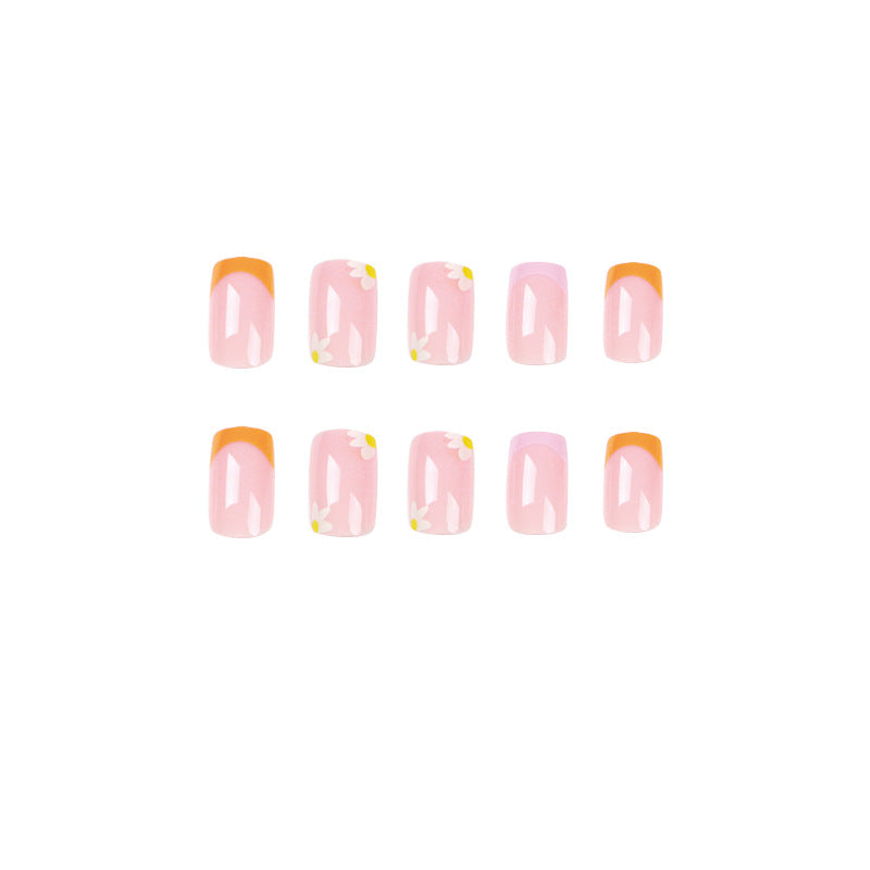 Lemon Lilac Floral French press-on nails