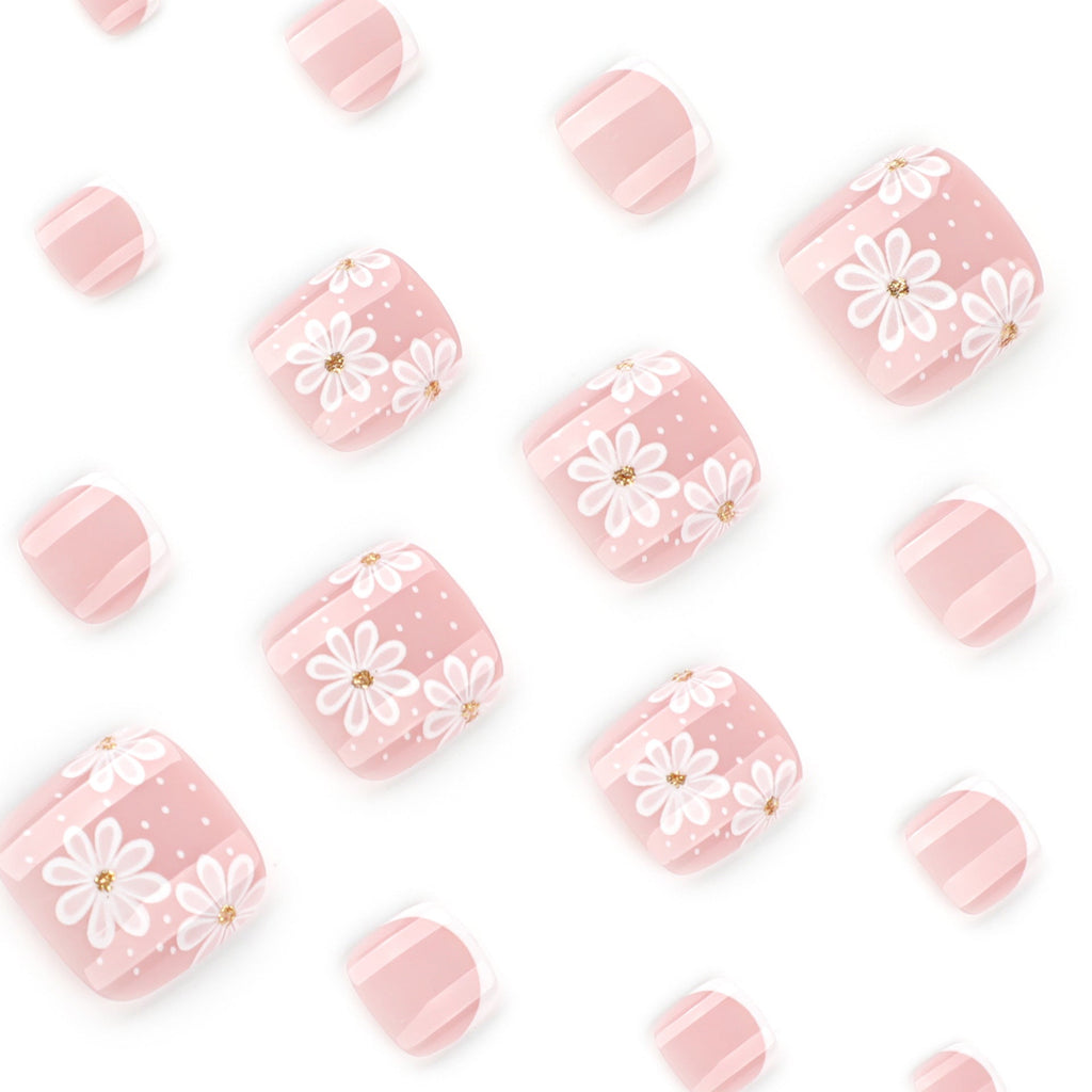 White Blossom French press-on toenails, alternate view 3