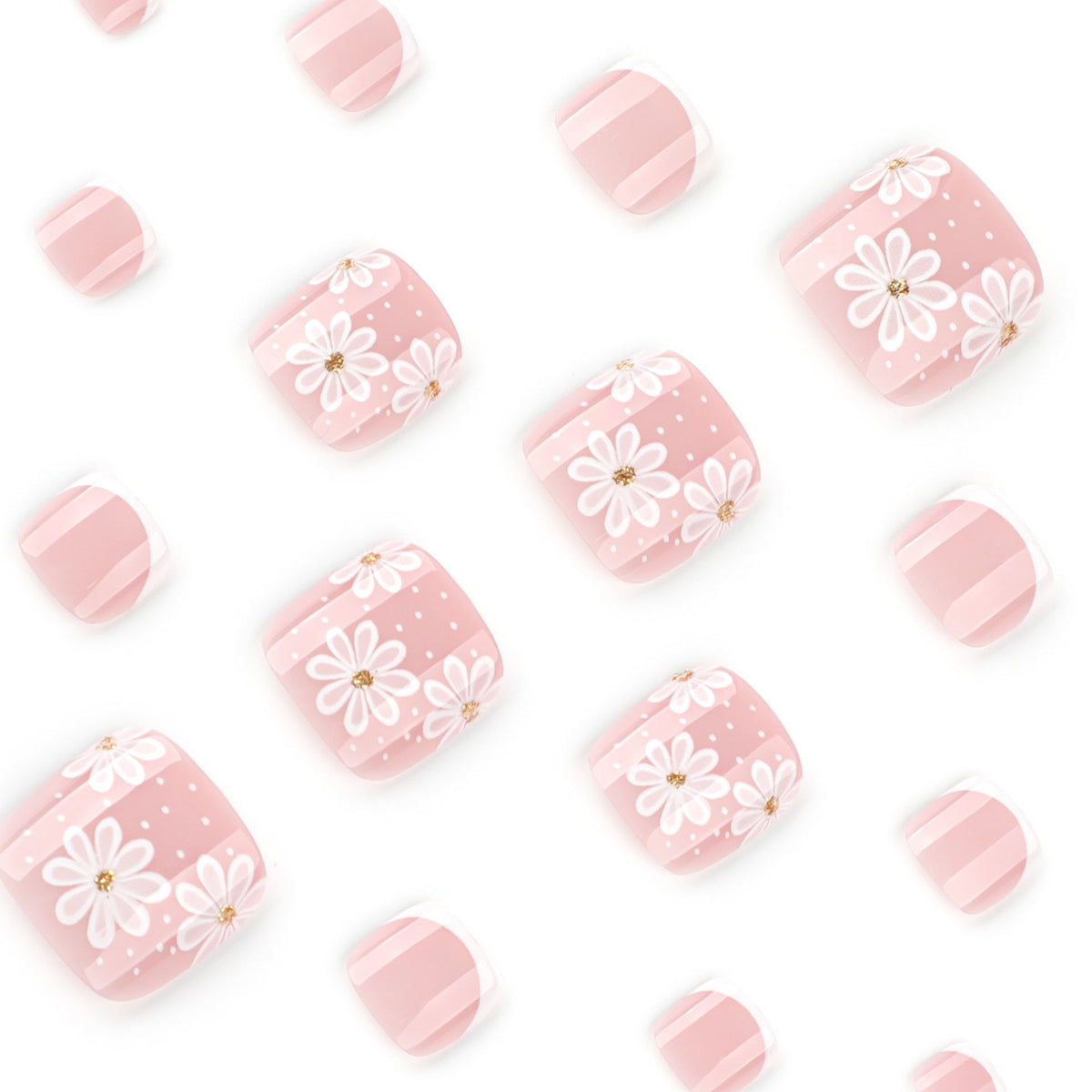 White Blossom French press-on toenails, alternate view 3