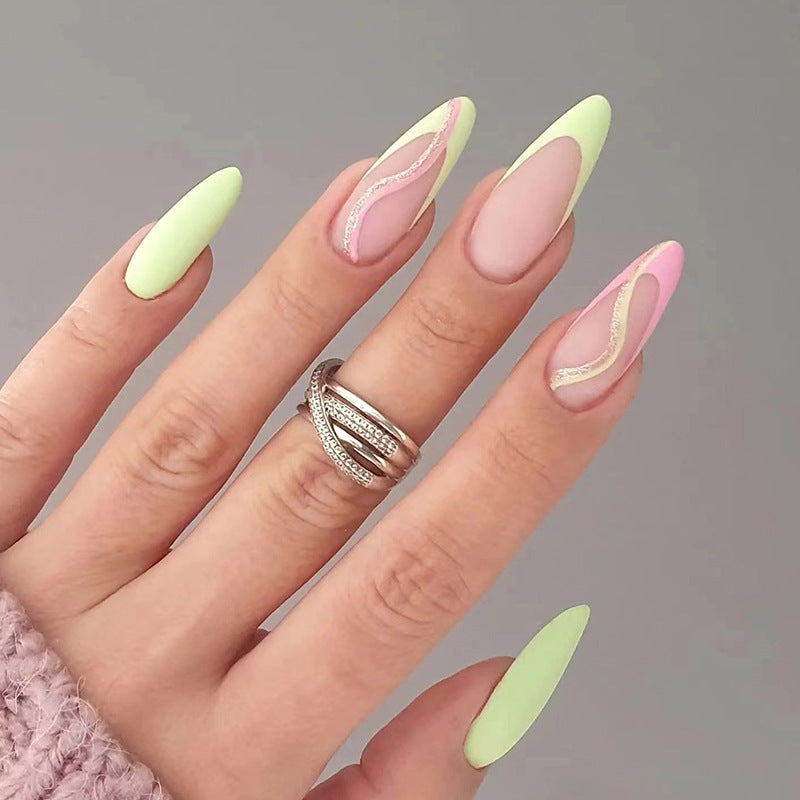 Pastel Line French matte glitter press-on nails