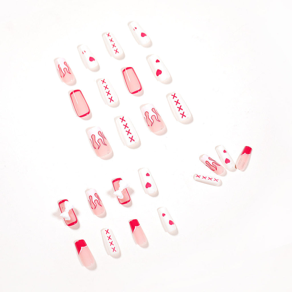 Blush Flame Bow press-on nails