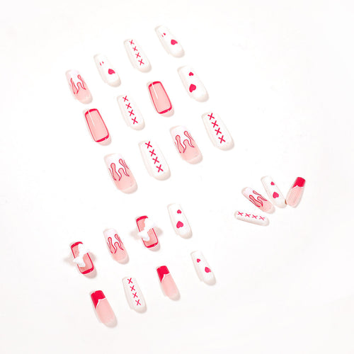 Blush Flame Bow press-on nails
