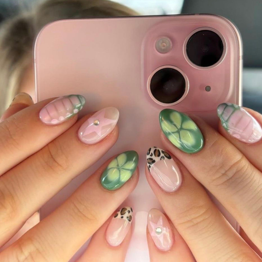 Fresh Green Round short press-on nails