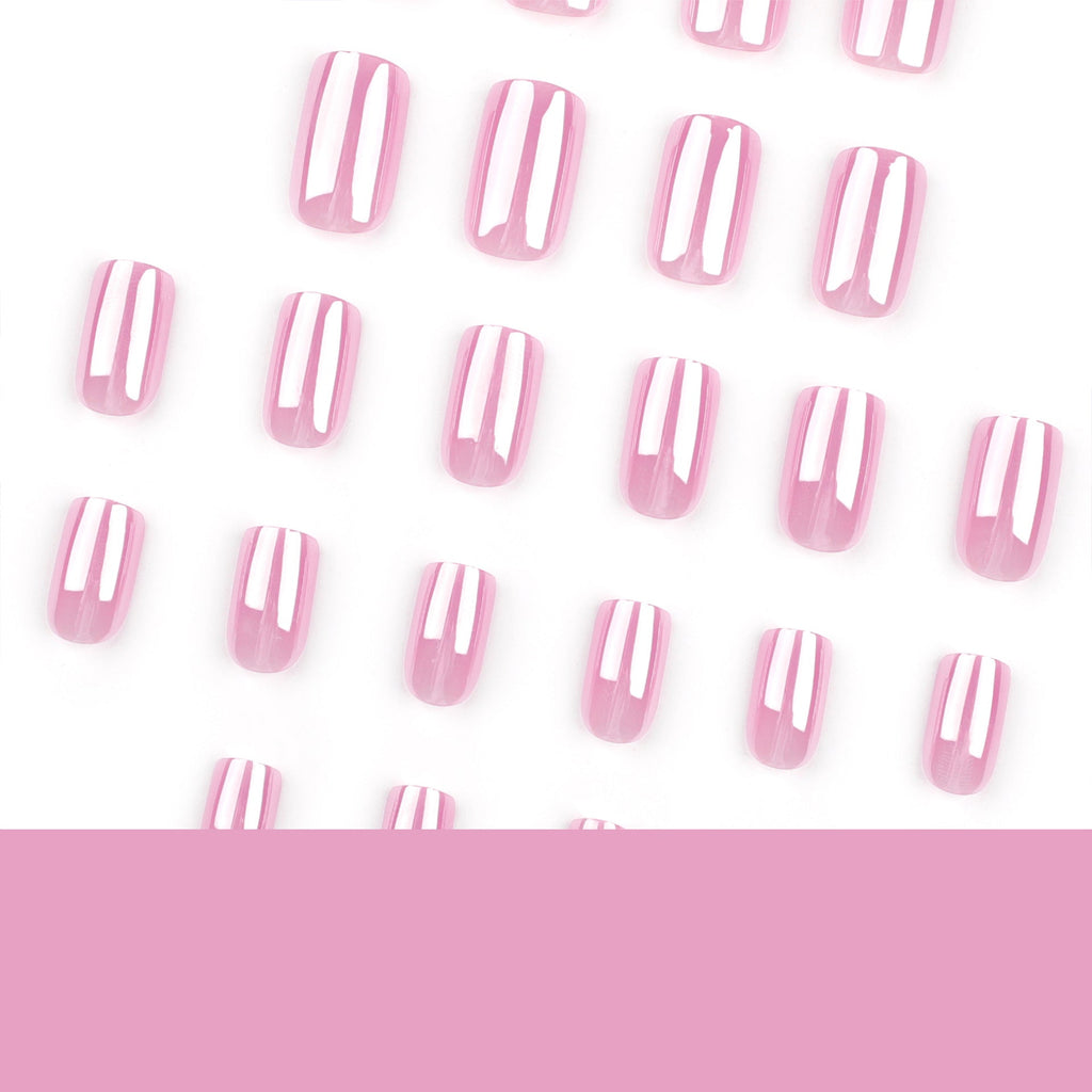 Sweet Pink Square short solid press-on nails, alternate view 4