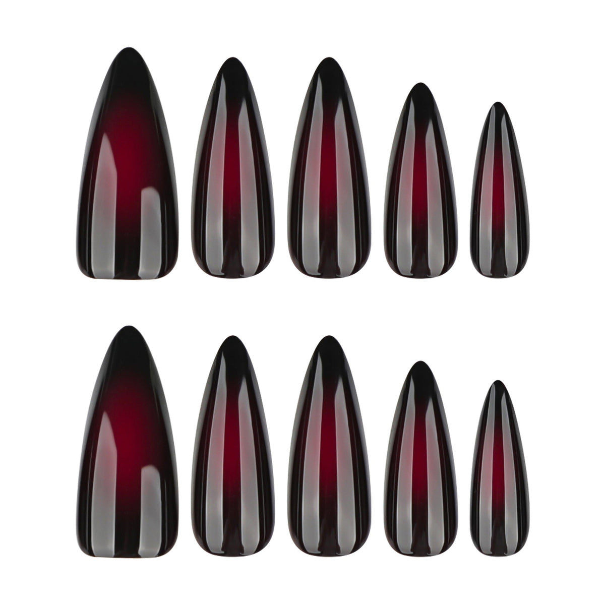 Gothic Black Ombre short almond press-on nails
