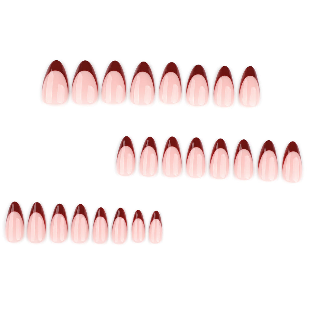 Scarlet Fade French short almond press-on nails