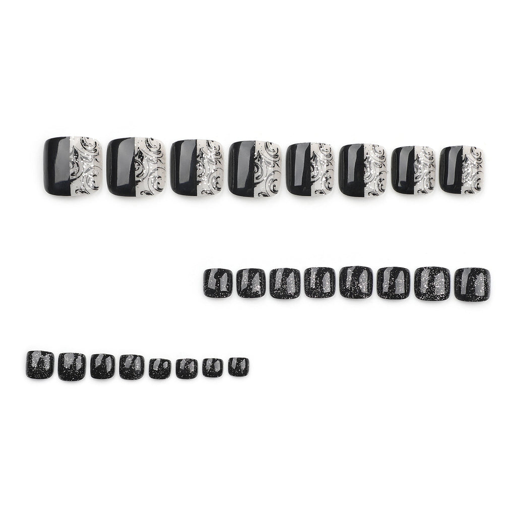 Noir Spark press-on toenails