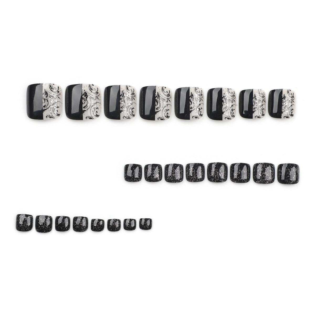 Noir Spark press-on toenails