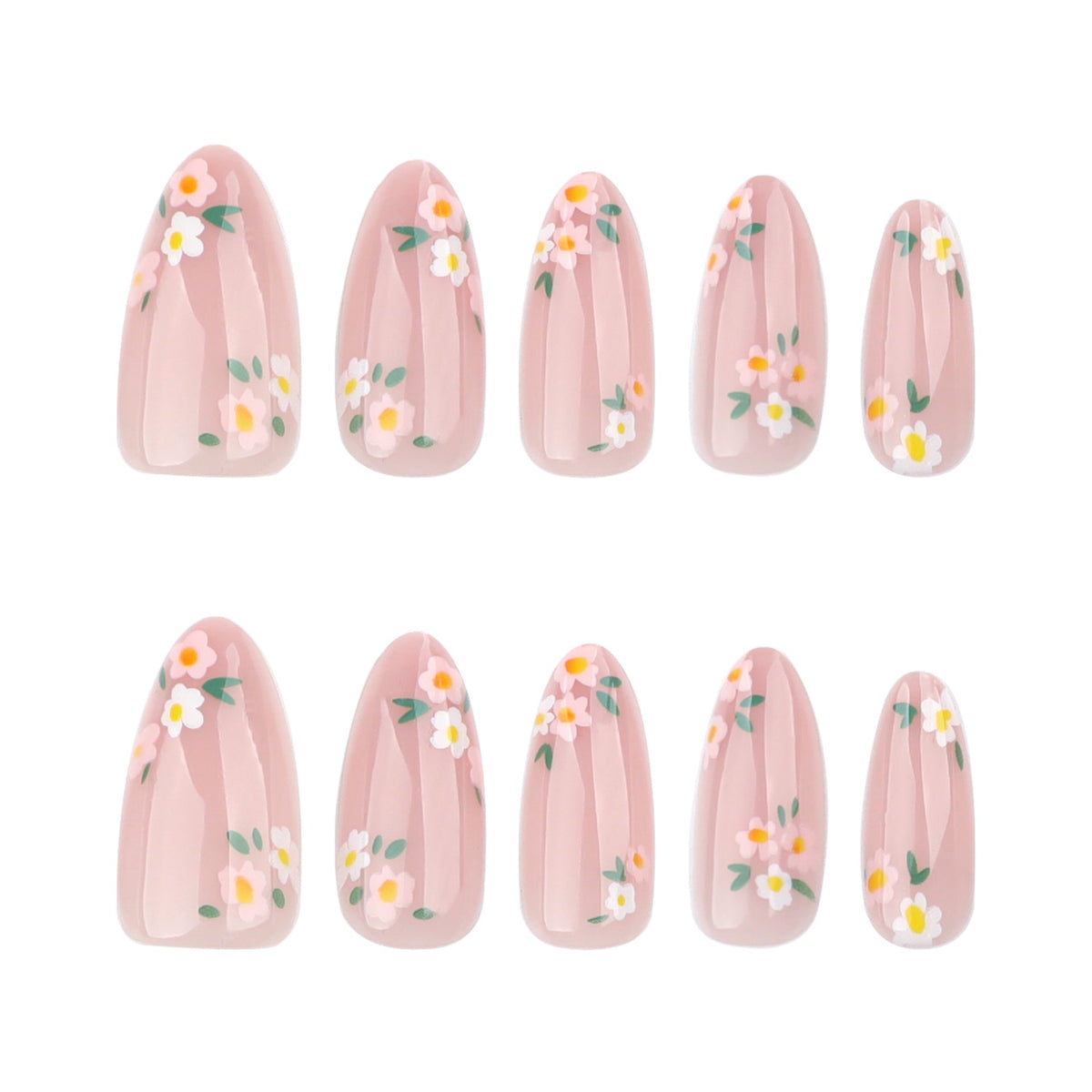 Spring Meadow floral almond press-on nails