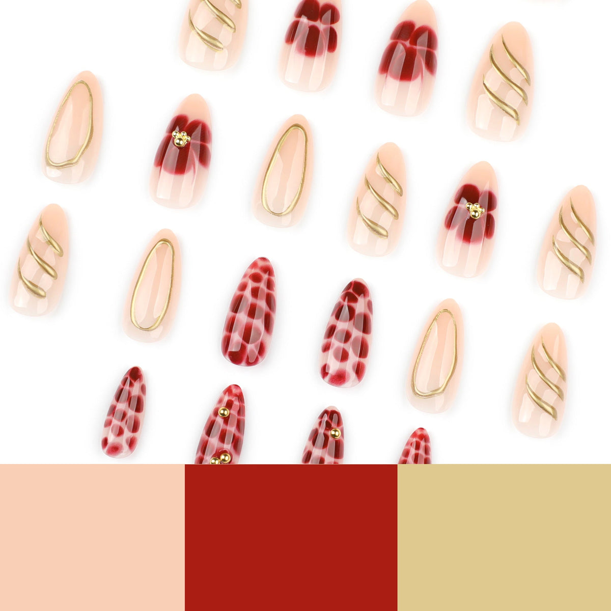Sculpted 3D Almond short press-on nails