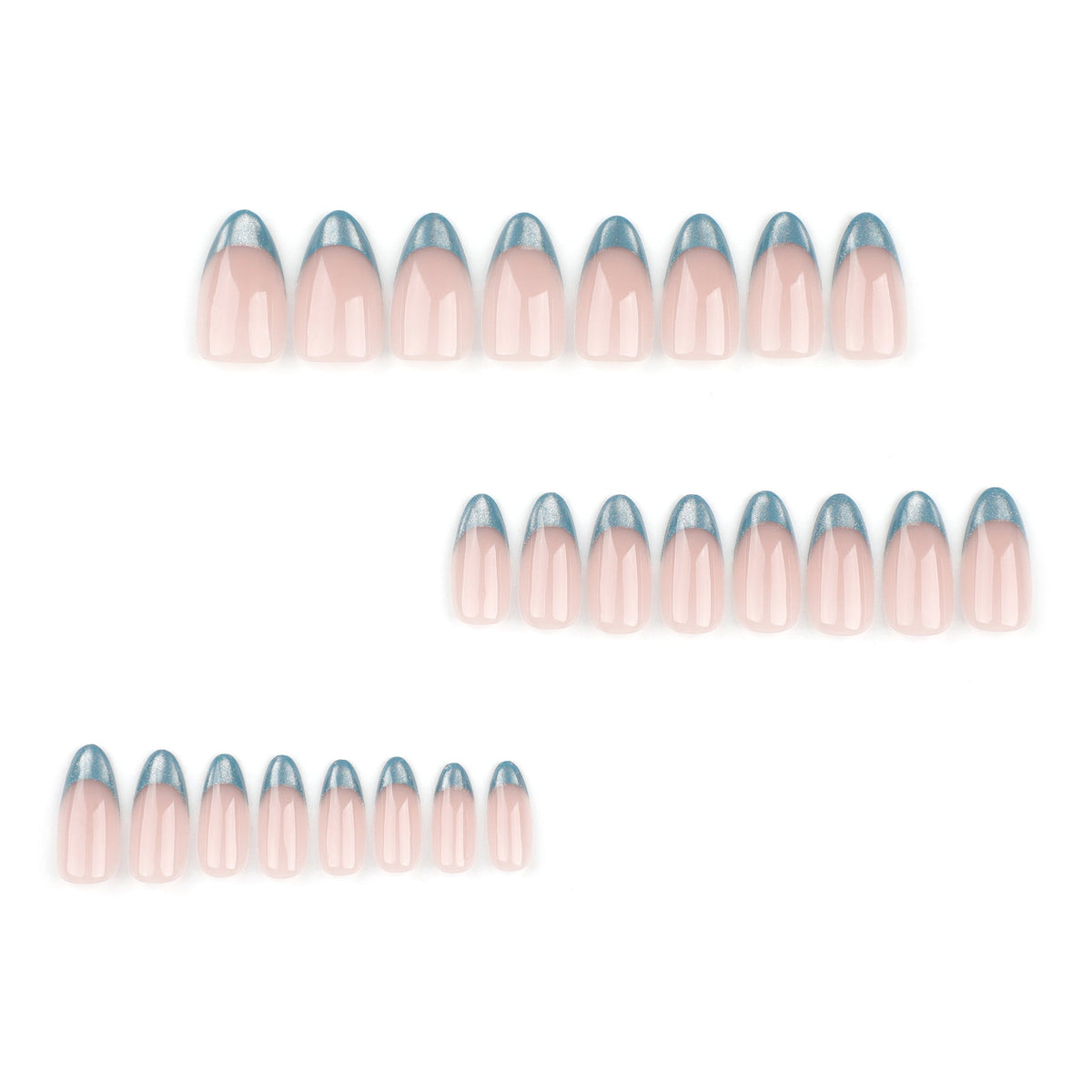 Emerald Cat Eye French almond press-on nails