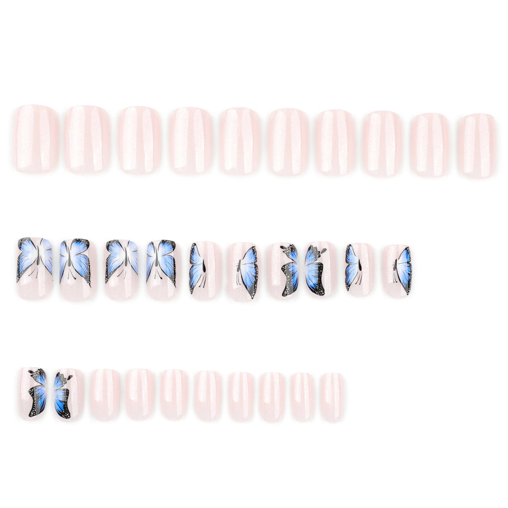 Butterfly Square medium-long press-on nails
