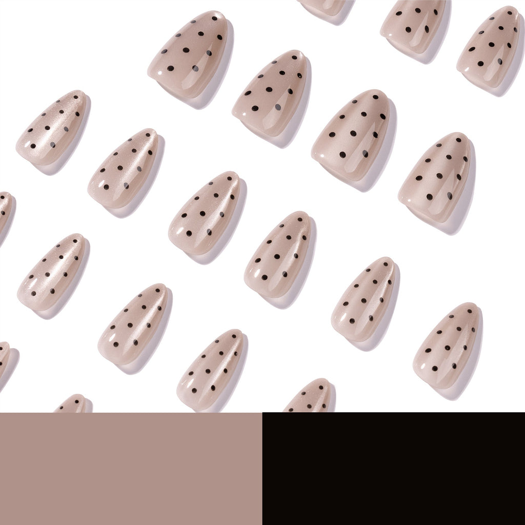 Sheer Nude Dot almond press-on nails