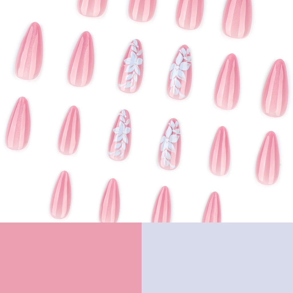 Garden Cat Eye almond press-on nails