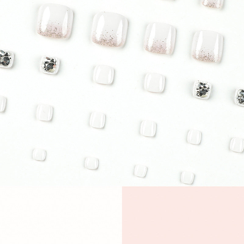 White Crystal rhinestone press-on toenails, alternate view 4