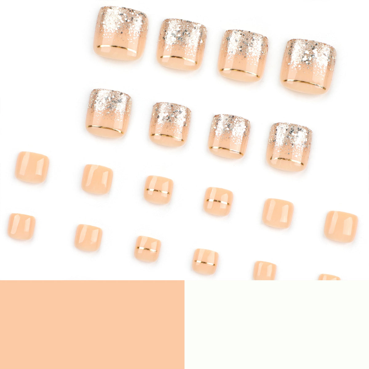 Champagne Line Glow press-on toenails