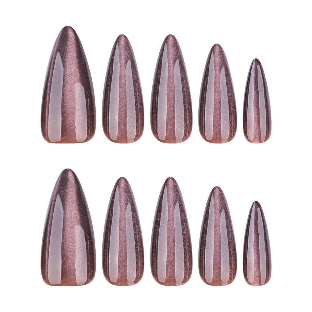 Cocoa Cat Eye medium almond press-on nails
