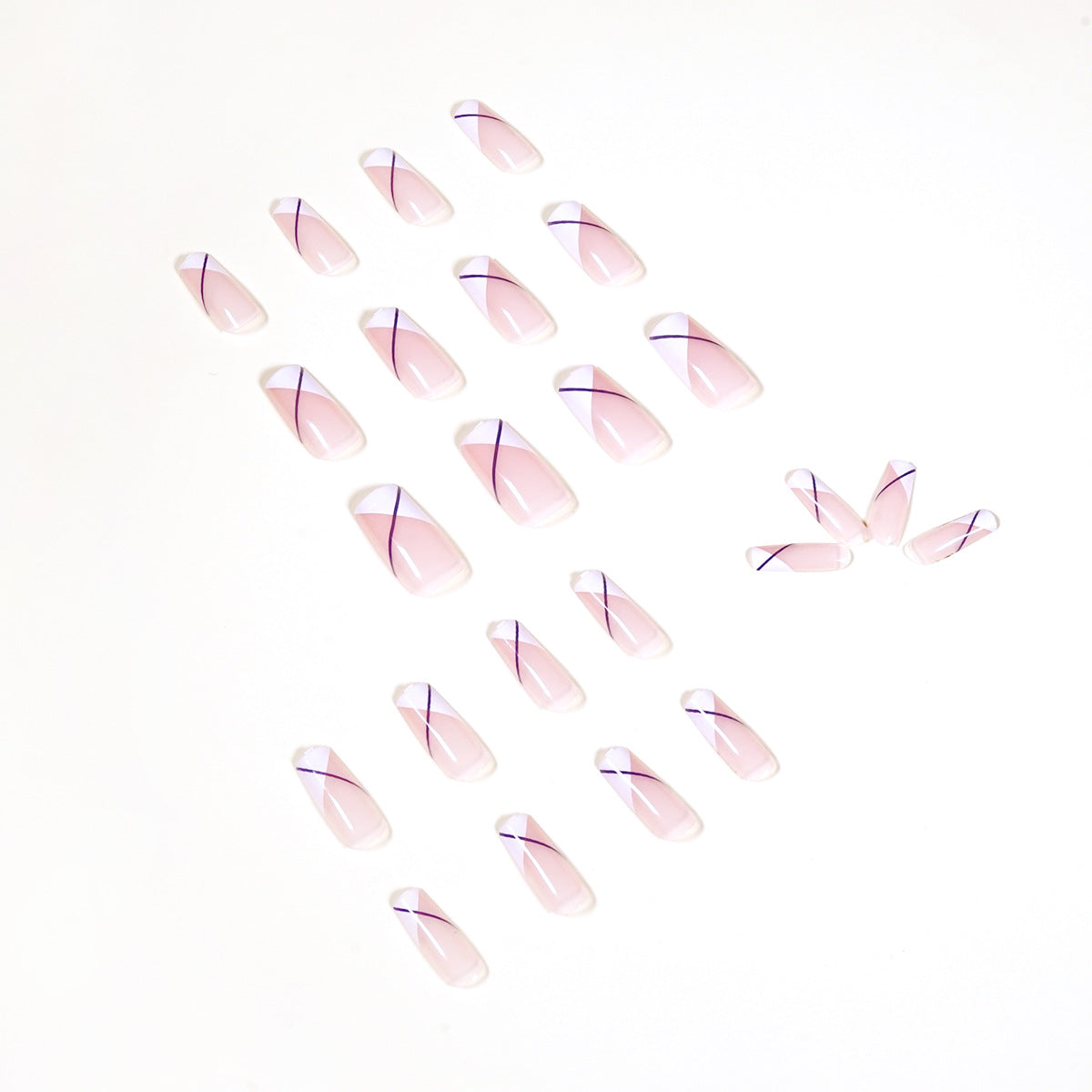 Oblique French Nude medium-long square press-on nails