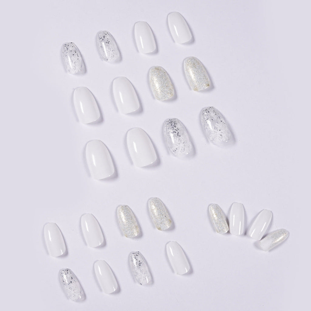 Snowfall Glitter Ballet short press-on nails