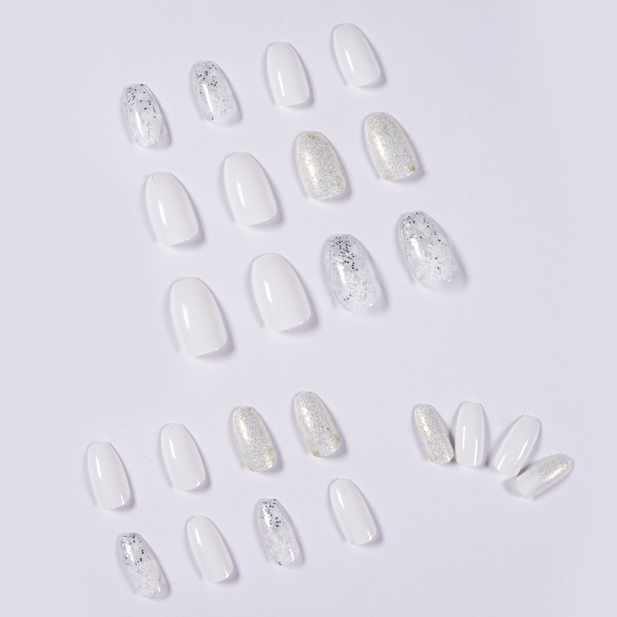 Snowfall Glitter Ballet short press-on nails