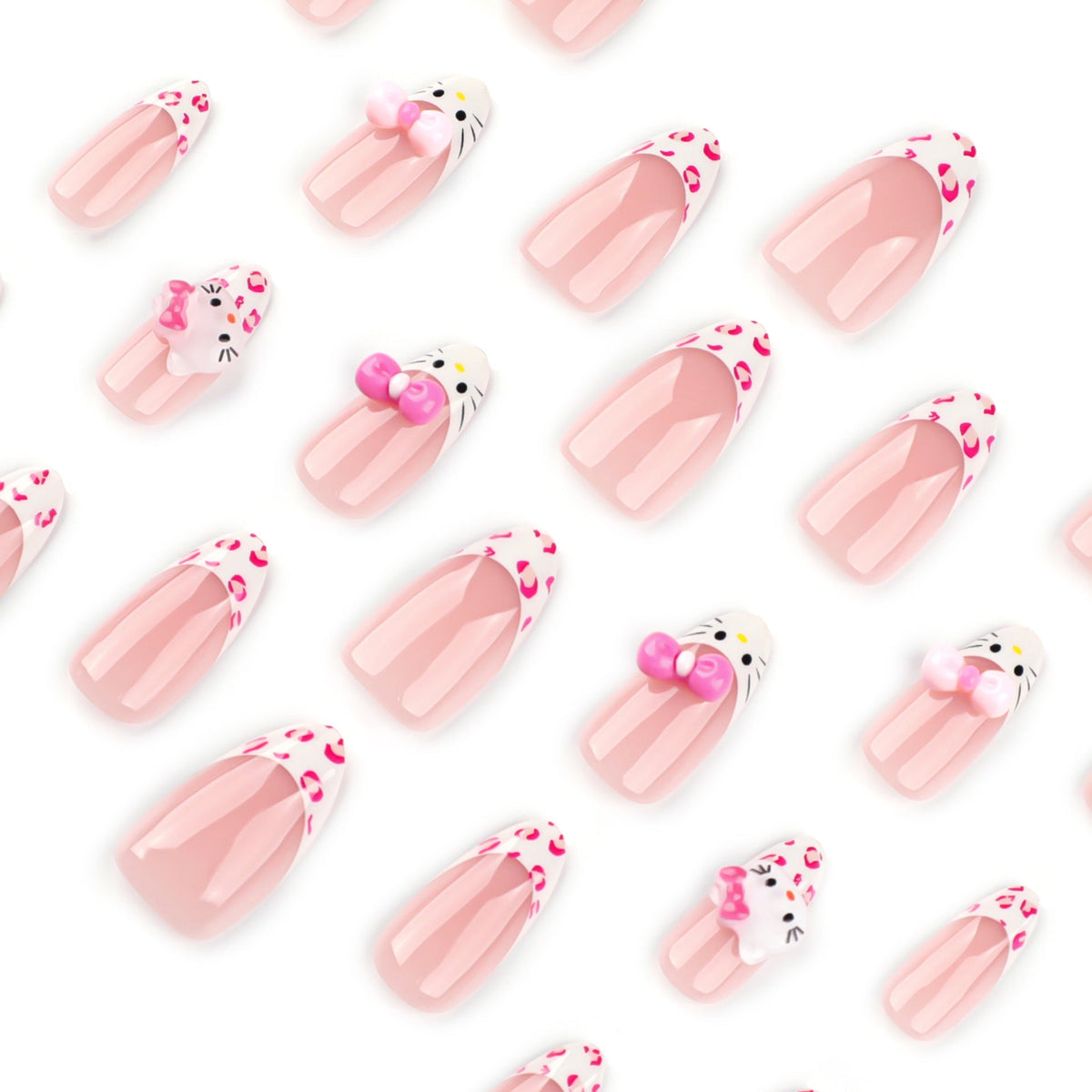 Sweet Leopard French short almond press-on nails, alternate view 3