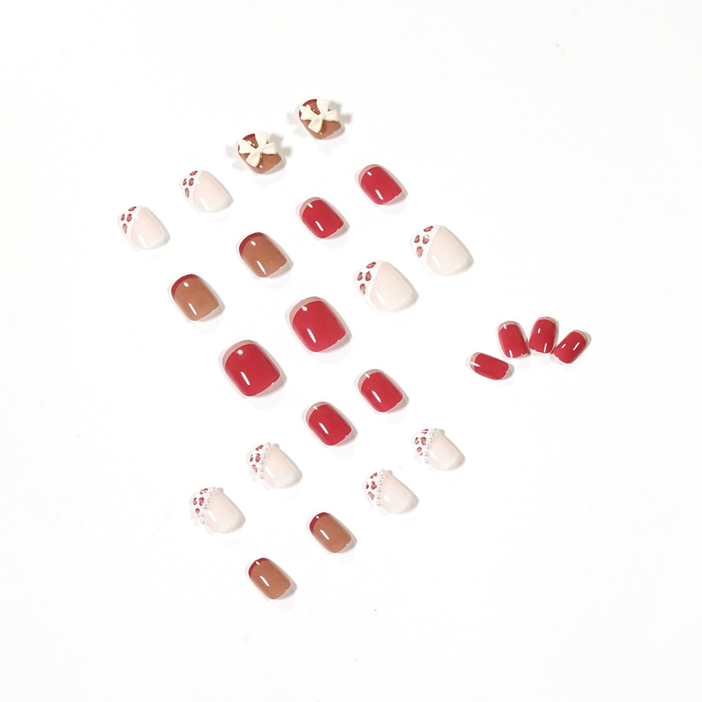 Pearl Leopard Blush press-on nails