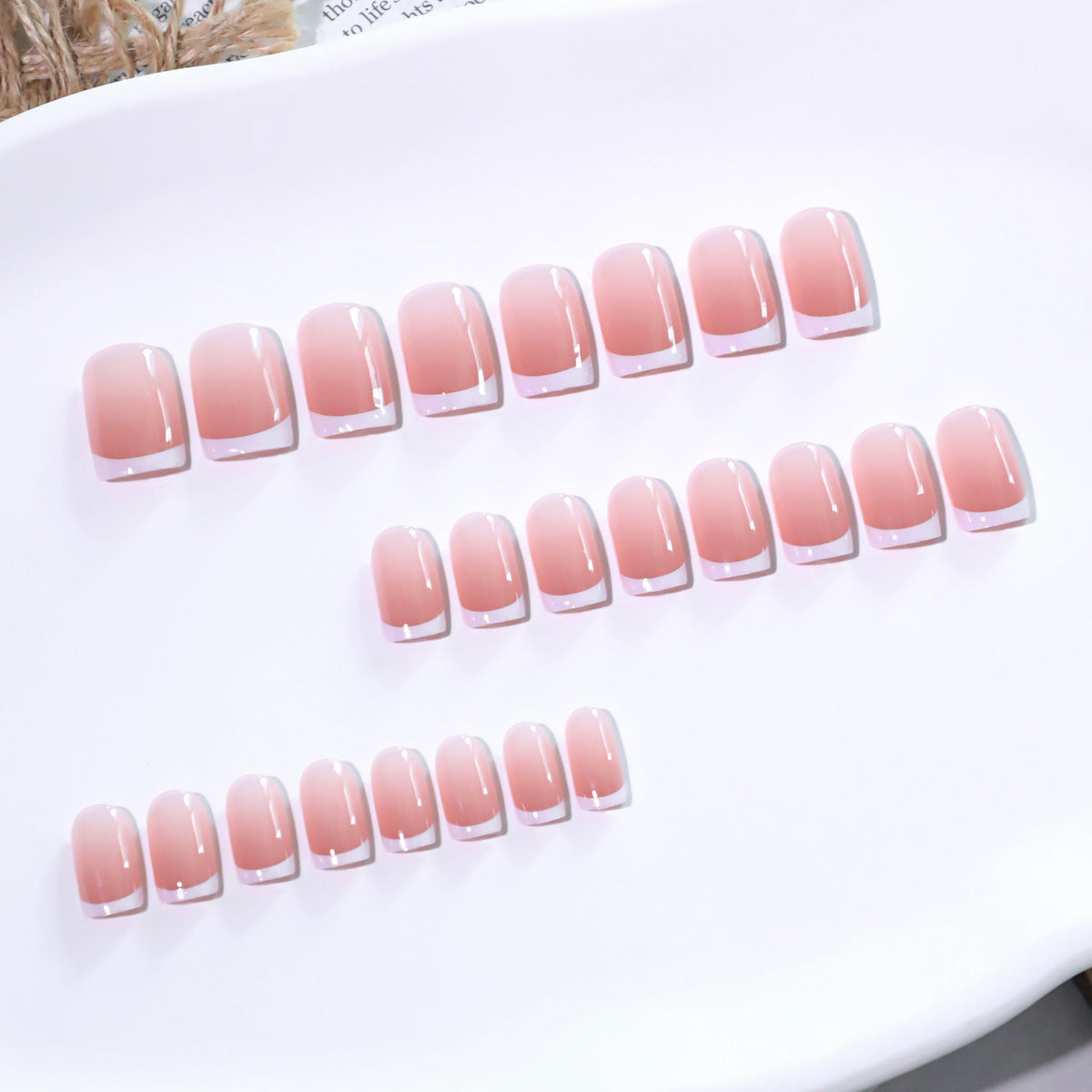 White Burst French short square press-on nails, alternate view 2