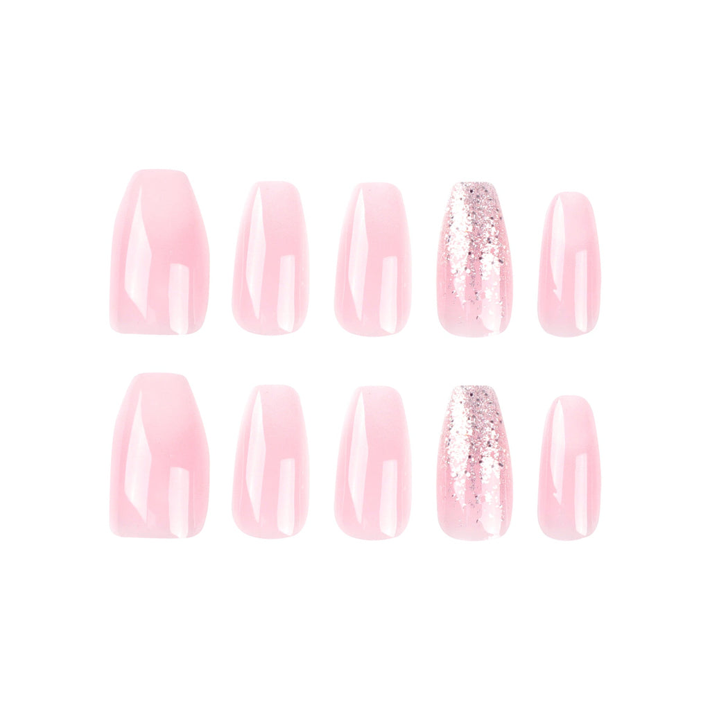 Snow Glow Fade white glitter press-on nails