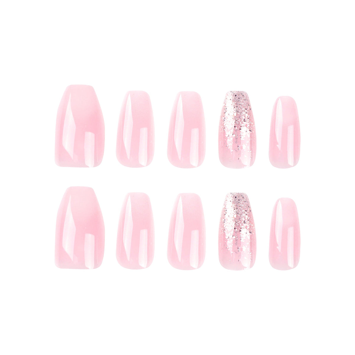 Snow Glow Fade white glitter press-on nails
