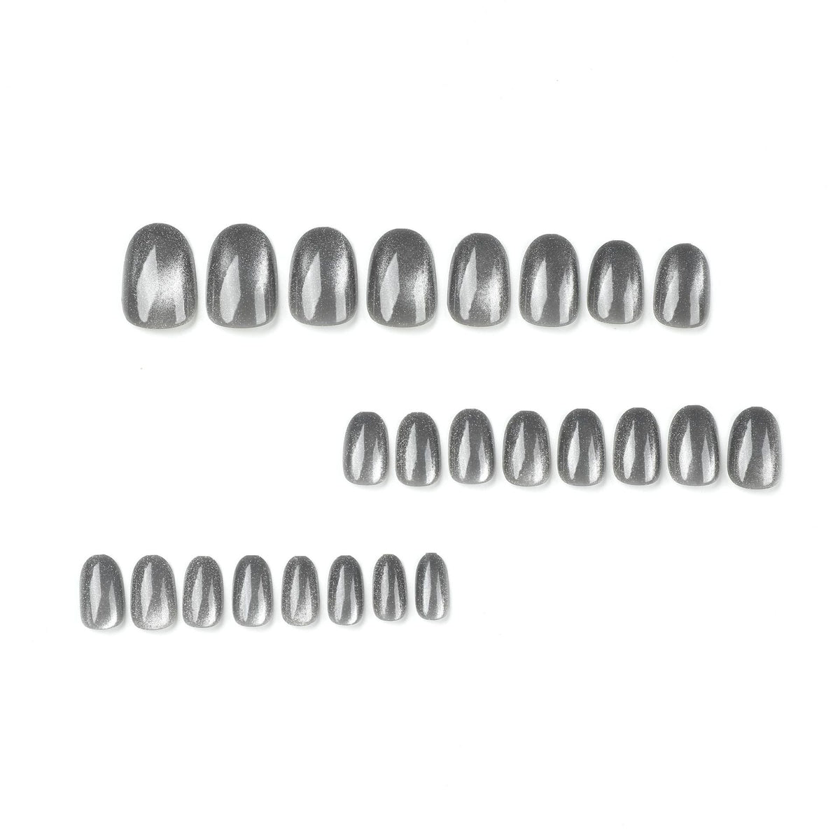 Smoke Cat Eye short gray press-on nails