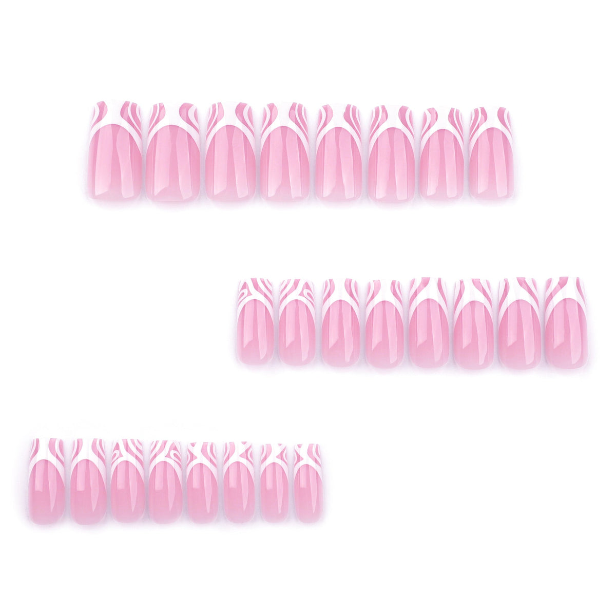 Pink Abstract French square press-on nails