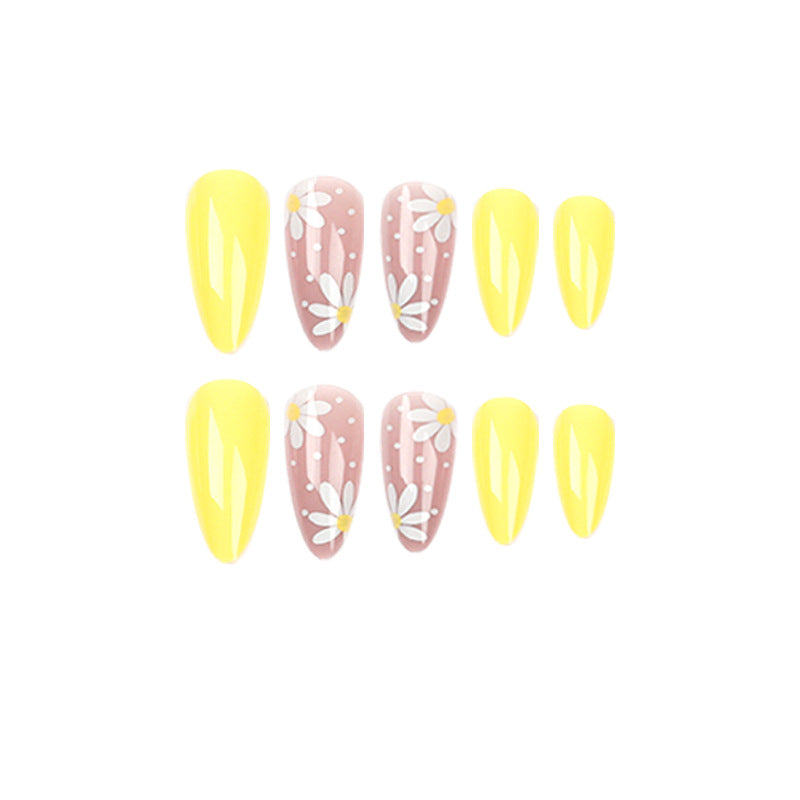 Blush Blossom Almond short floral press-on nails