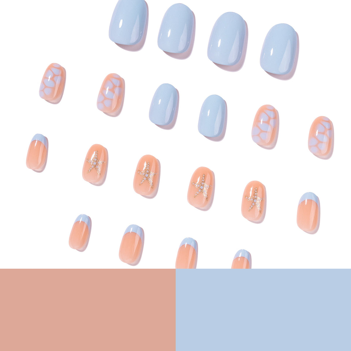Coastal Starfish French oval press-on nails