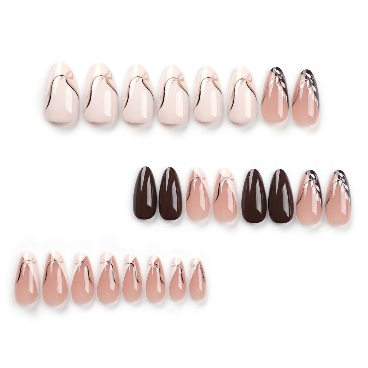 Cocoa Leaf brown press-on nails