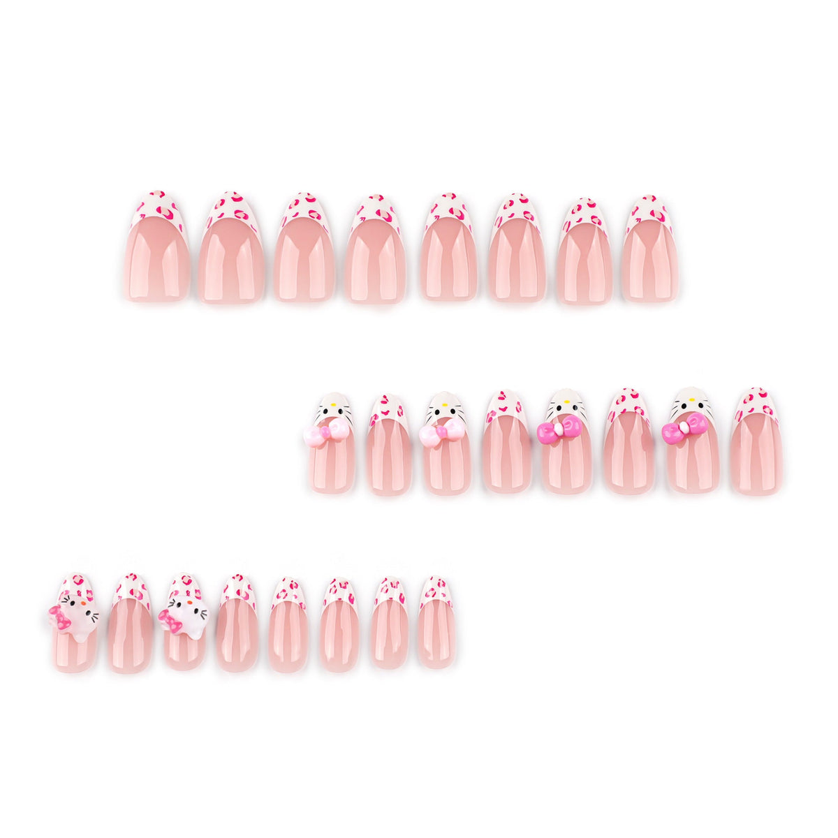Sweet Leopard French short almond press-on nails, alternate view 2