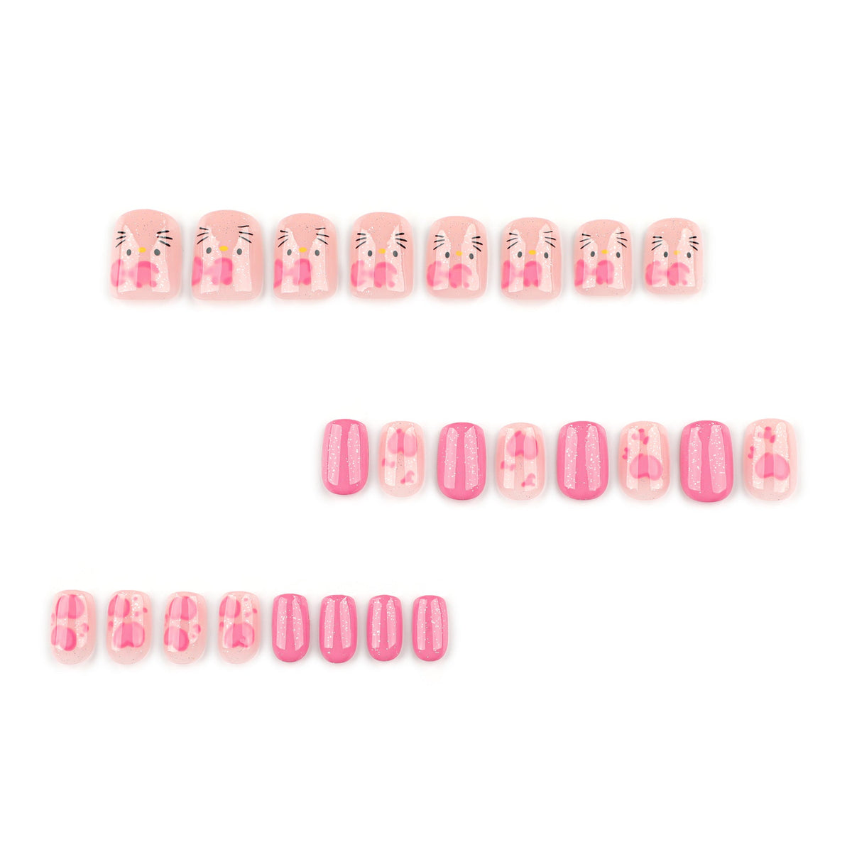 Pink Bow short square press-on nails