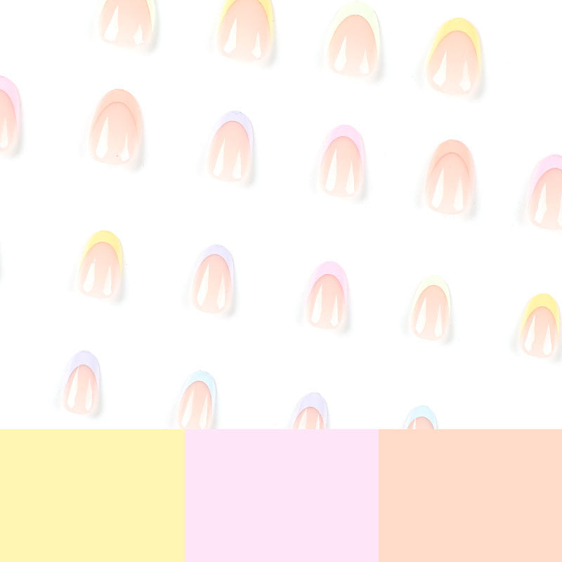 Rainbow French almond press-on nails