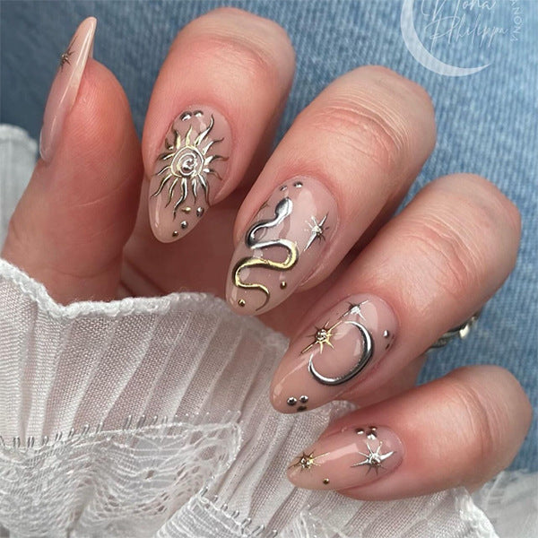 Lunar Snake Celestial almond press-on nails