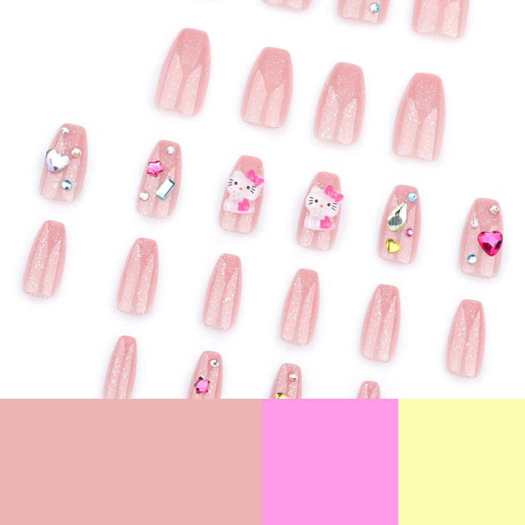 Gemstone Ballet short rhinestone press-on nails