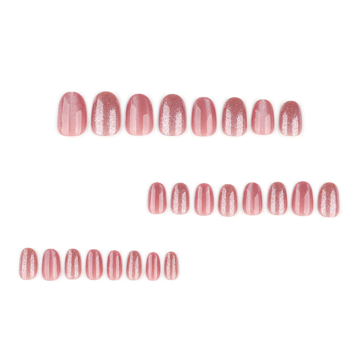 Blush Cat Eye Sparkle short round press-on nails