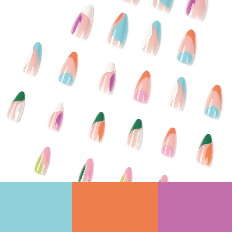 Color French medium-long press-on nails