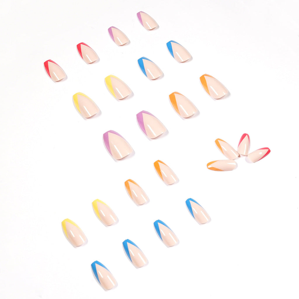 Rainbow French press-on nails