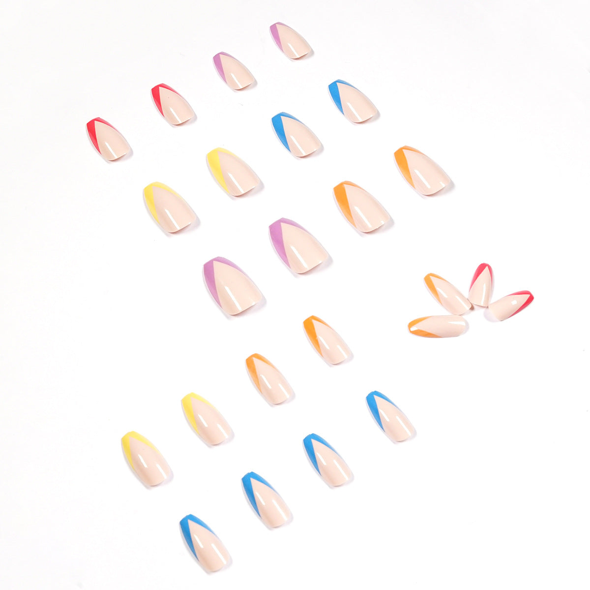 Rainbow French press-on nails