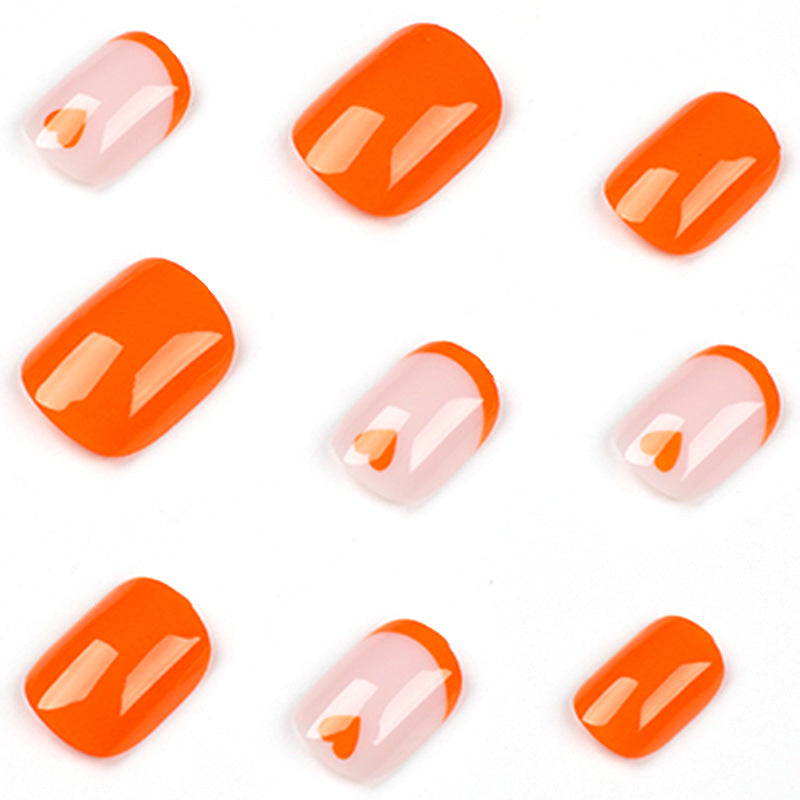 Orange Love French press-on nails