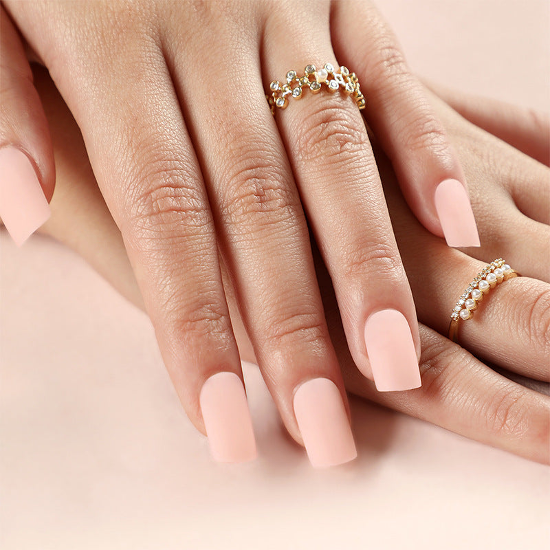 Matte Color Block square press-on nail collection